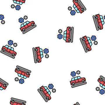 Manufacturing car vector seamless pattern Illustrazione stock