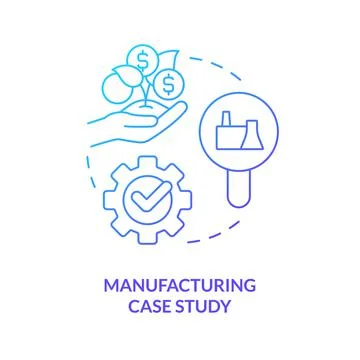 Manufacturing case study blue gradient concept icon Stock Illustration