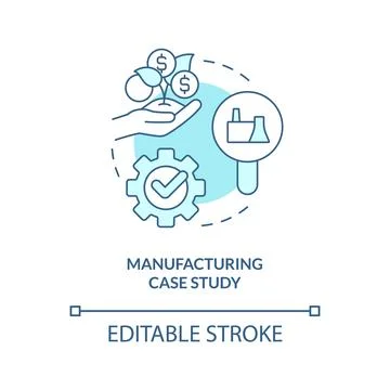 Manufacturing case study turquoise concept icon Stock Illustration