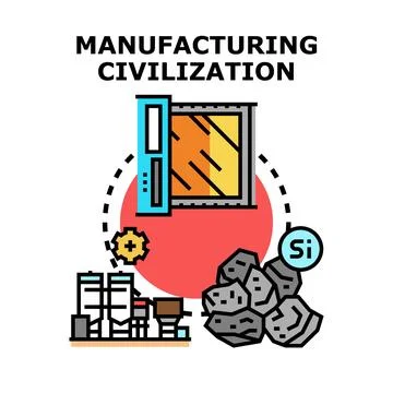Manufacturing civilization creating silicon microchips and semiconductors Stock Illustration