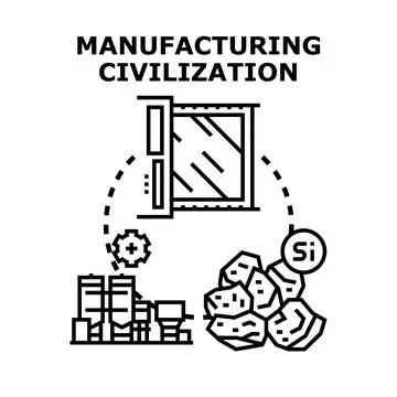 Manufacturing civilization creating silicon microchips and semiconductors Stock Illustration