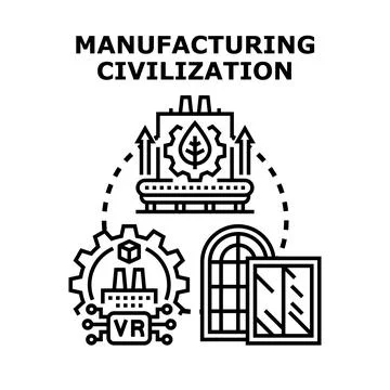 Manufacturing civilization creating smart modern industrial processes Stock Illustration