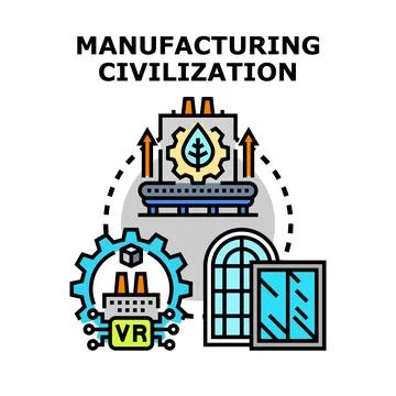 Manufacturing civilization creating smart modern industrial processes Ilustración de archivo