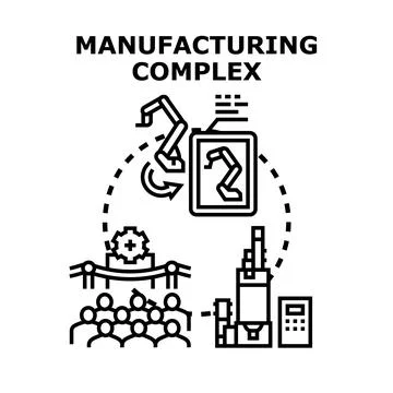Manufacturing complex showcasing industrial automation technology Stock Illustration