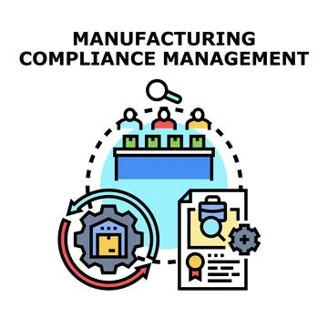 Manufacturing compliance management system controlling production processes Stock Illustration