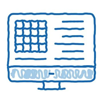 Manufacturing computer automation control doodle icon hand drawn illustration Stock Illustration