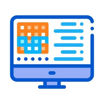 Manufacturing computer automation control icon vector outline illustration Stock Illustration