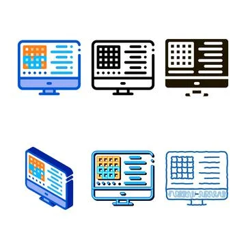 Manufacturing computer automation mix control icon vector outline イラスト素材