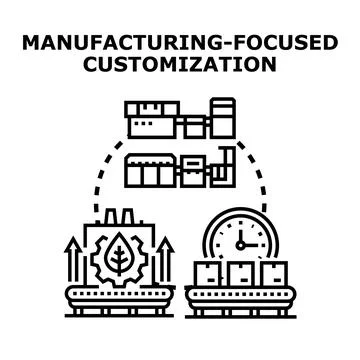 Manufacturing customization process creating unique production solutions Stock Illustration