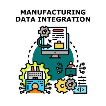 Manufacturing data integration connecting digital industry processes Stockillustratie
