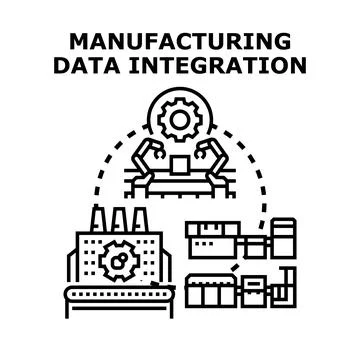 Manufacturing data integration process automation concept Stock Illustration
