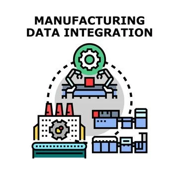 Manufacturing data integration process automation concept Stock Illustration