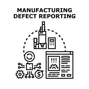 Manufacturing defect reporting process indicating quality control issues Stock Illustration
