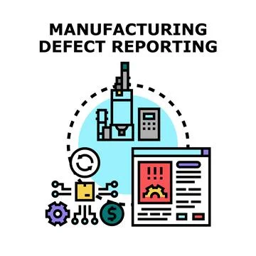 Manufacturing defect reporting process indicating quality control issues Stock Illustration