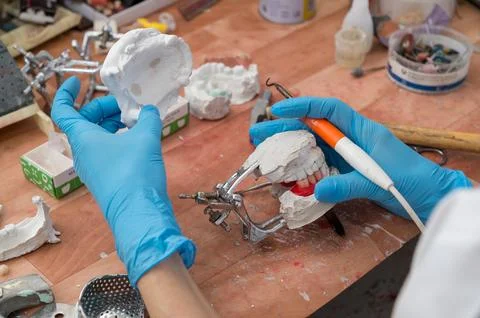 Manufacturing of dentures Stock Photos