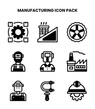 Manufacturing DuoTone Icons Pack Stock Illustration