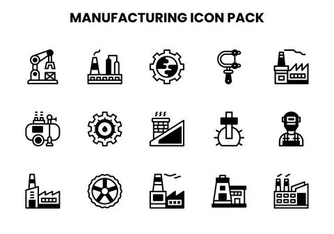Manufacturing DuoTone Vector Icons Pack Illustrazione stock