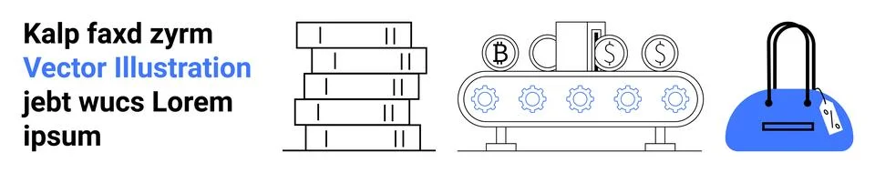 Manufacturing, e-commerce, production, logistics, retail, technology. Stacked Stock Illustration