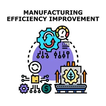 Manufacturing efficiency improvement, production optimization Stockillustratie