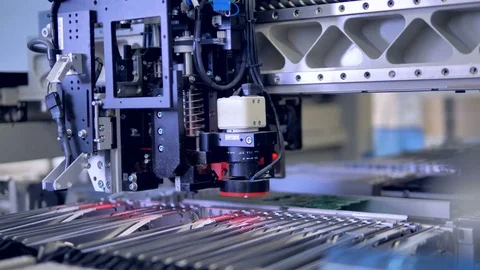 Manufacturing of electronic chips. High-tech production concept. Stock Footage