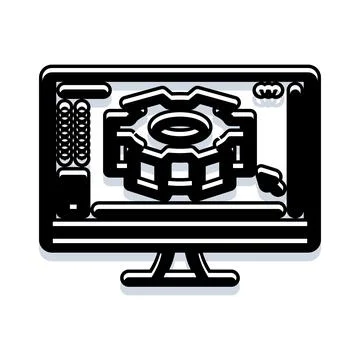 Manufacturing engineer designing product components on computer screen Illustrazione stock