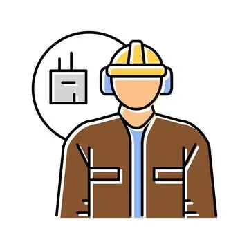 Manufacturing engineer technology color icon vector illustration Stock Illustration