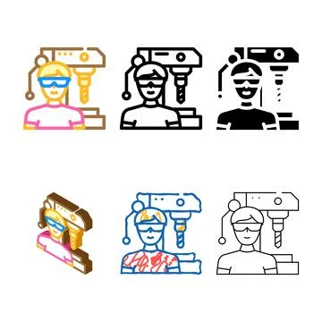 Manufacturing engineer technology color icon vector forms Illustrazione stock
