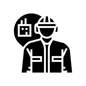 Manufacturing engineer technology glyph icon vector illustration Stock Illustration