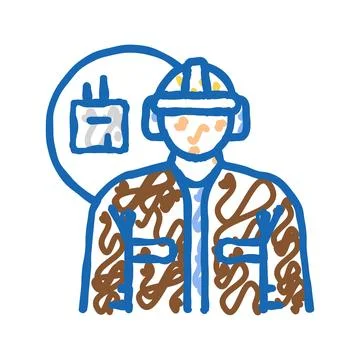 Manufacturing engineer technology icon doodle illustration Stock Illustration