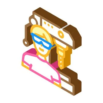 Manufacturing engineer technology isometric icon vector illustration Stock Illustration