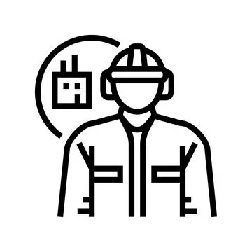 Manufacturing engineer technology line icon vector illustration Stock Illustration