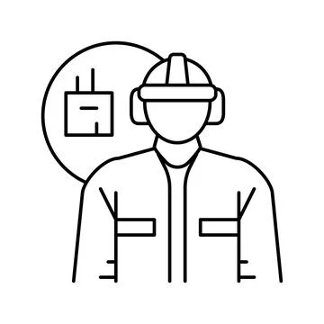 Manufacturing engineer technology line icon vector illustration Stock Illustration