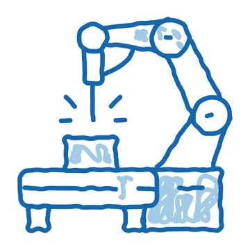 Manufacturing engineering machine doodle icon hand drawn illustration Stock Illustration