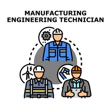 Manufacturing engineering technician profession and career concepts Stock Illustration