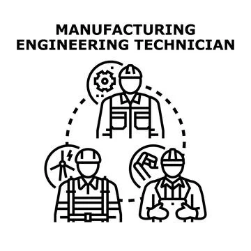Manufacturing engineering technician profession and career concepts Stock Illustration