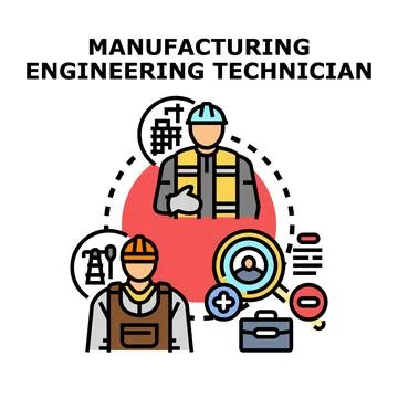Manufacturing engineering technician professional career concept Stock Illustration