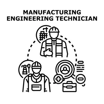 Manufacturing engineering technician professional career concept 스톡 일러스트