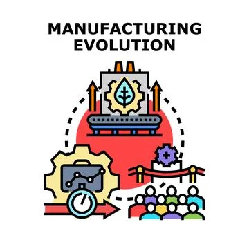 Manufacturing evolution concept bringing sustainable production innovations Stockillustratie