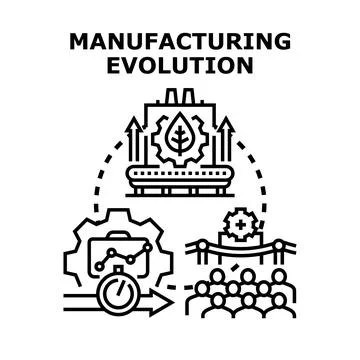 Manufacturing evolution concept bringing sustainable production innovations Stock Illustration
