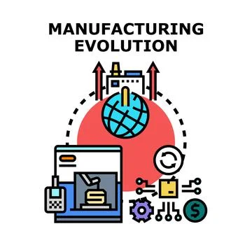 Manufacturing evolution process achieving global production goals Stock Illustration