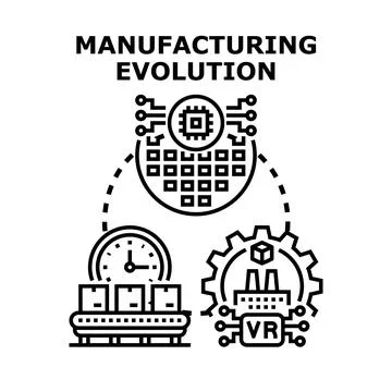 Manufacturing evolution process diagram industry 4.0 concept Stock Illustration