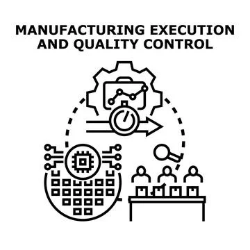 Manufacturing execution, quality control, and production management system Stock Illustration