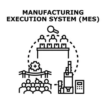 Manufacturing execution system - mes - concept flat illustration Stock Illustration
