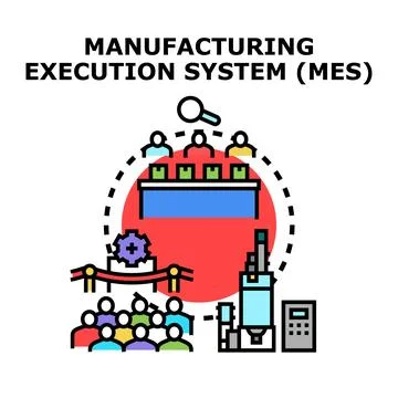 Manufacturing execution system - mes - concept flat illustration Stock Illustration