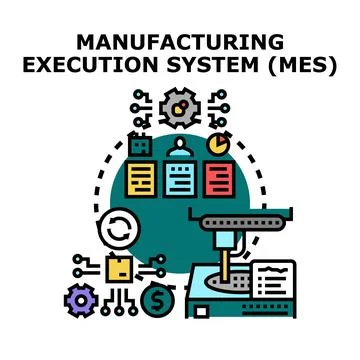 Manufacturing execution system - mes - process automation concept Stock Illustration