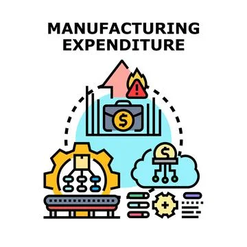 Manufacturing expenditure increasing process and financial risk management Stock Illustration