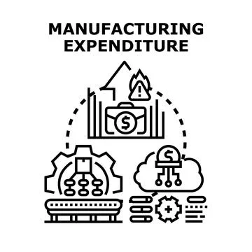 Manufacturing expenditure increasing process and financial risk management Stock Illustration