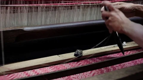Manufacturing of fabrics for clothes on the loom2 Video stock 78885186