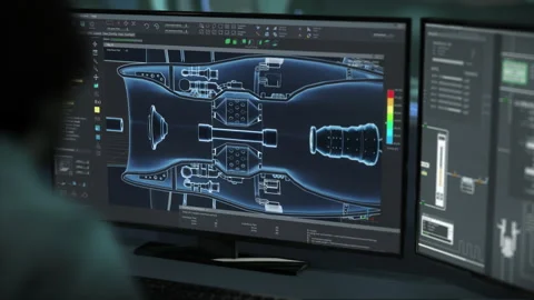 Manufacturing Facility Program Projecting Assembly Of Industrial Turbine Machine Stock Footage 278221539