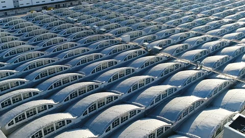Manufacturing facility. Shooting with copter. Stock Footage 91070872